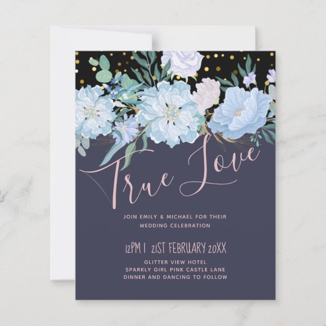 Dusty Blue Blush Pink Floral Wedding Budget (Front)