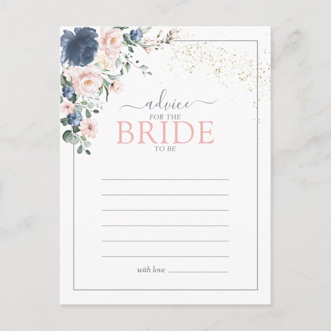 Dusty Blue Blush Pink Gold Advice To The Bride Postcard (Front)