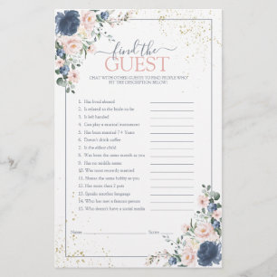 Dusty Blue Blush Pink Gold Floral Shower Game