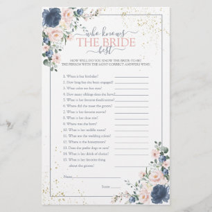 Dusty Blue Blush Pink Gold Floral Shower Game