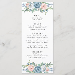 Dusty Blue & Blush Rose Wedding Menu