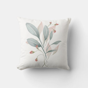 Dusty Blue & Blush Watercolor Accent Pillow Cover 