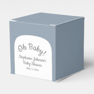 Dusty Blue Bohemian Arch Oh Baby Baby Shower Favour Box