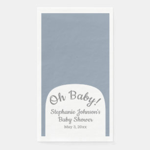 Dusty Blue Bohemian Arch Oh Baby Baby Shower       Napkin