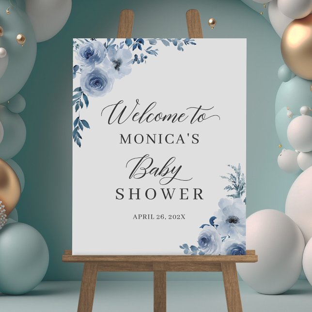 Dusty Blue Bohemian Floral Baby Shower Sign (Creator Uploaded)