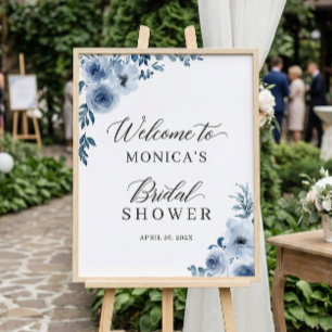 Dusty Blue Bohemian Floral Bridal Shower Sign