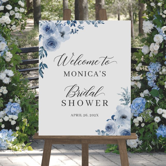 Dusty Blue Bohemian Floral Bridal Shower Sign (Creator Uploaded)