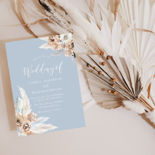 Dusty Blue Bohemian Floral Wedding Invitation