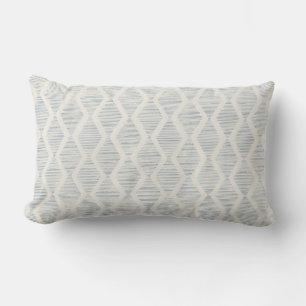Dusty Blue Boho Coastal Geometric Diamond Lumbar Cushion