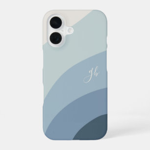 Dusty Blue Boho Colour Flow Monogram iPhone 16 Case