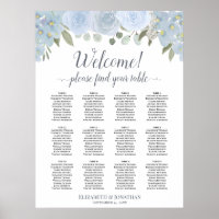 Dusty Blue Boho Floral 12 Table Seating Chart
