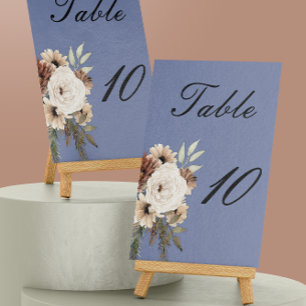 Dusty Blue Boho Floral Wedding Table Number