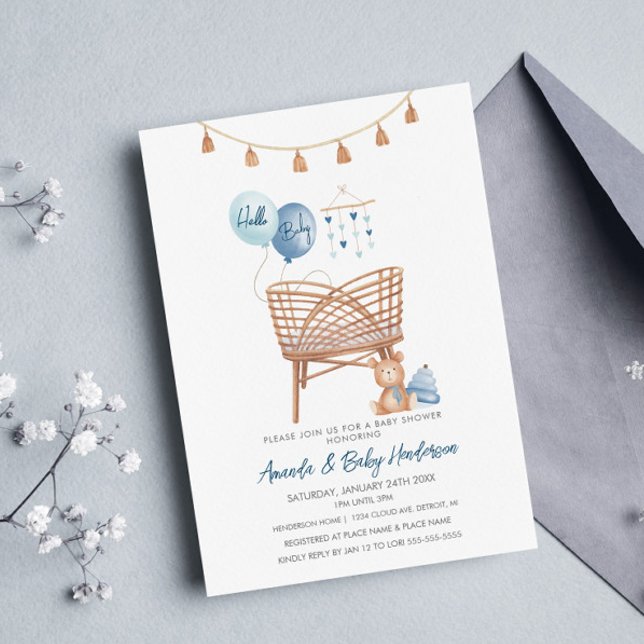 Dusty Blue Boho Nursery Boho Baby Shower Invitation (Creator Uploaded)