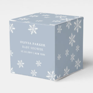 Dusty Blue Boho Winter Snowflake Baby Shower  Favour Box