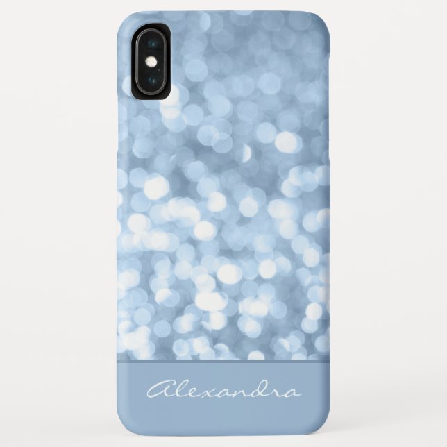 Dusty Blue Bokeh Glitter Sparkly Monogram Case-Mate iPhone Case (Back)