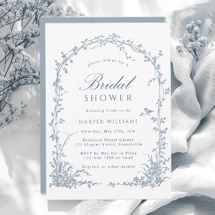 Dusty Blue Botanical Arch Garden Bridal Shower Invitation