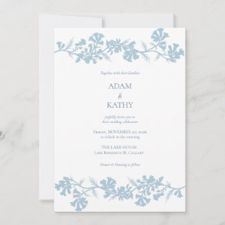 Dusty Blue Botanical Branch Wedding Invitation