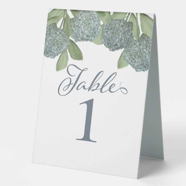 Dusty Blue Botanical Calligraphy Elegant Reception (Front)