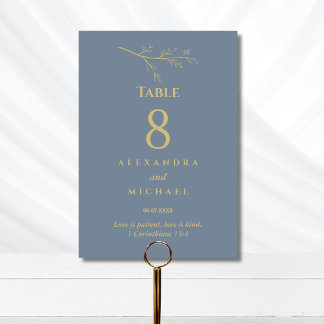 Dusty Blue Botanical Christian Wedding Table Nu Number