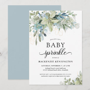 Dusty Blue Botanical Eucalyptus Baby Sprinkle Invitation