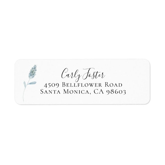 Dusty Blue Botanical Floral Return Address Label (Front)