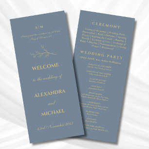 Dusty Blue Botanical Minimalist Christian Wedding  Program