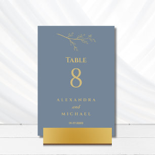 Dusty Blue Botanical Minimalist Wedding   Table Number