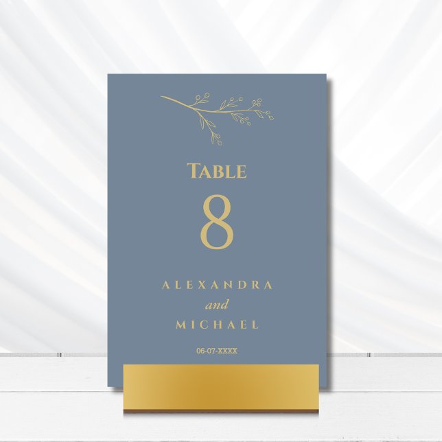 Dusty Blue Botanical Minimalist Wedding   Table Number (Creator Uploaded)