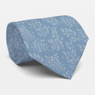 Dusty Blue Botanical Personalised Wedding Tie