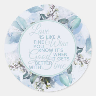 Dusty Blue Botanical Watercolor Classic Round Sticker