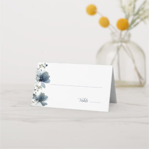 Dusty Blue Botanical Wedding Place Card