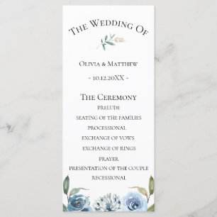 Dusty Blue Botanical Wedding Program