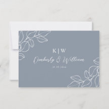 Dusty Blue Botanical Wedding RSVP CARD
