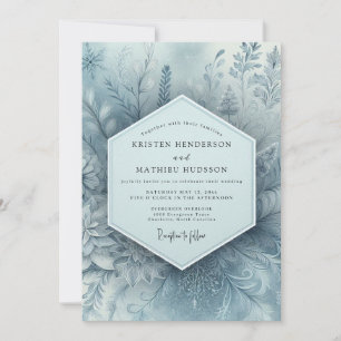 Dusty Blue Botanical Woodland Wedding Invitation