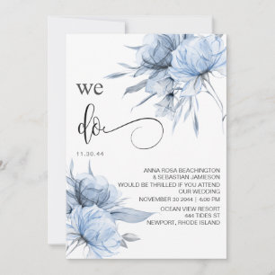 *~* Dusty Blue Bouqet AR15 Floral RSVP QR WEDDING Invitation