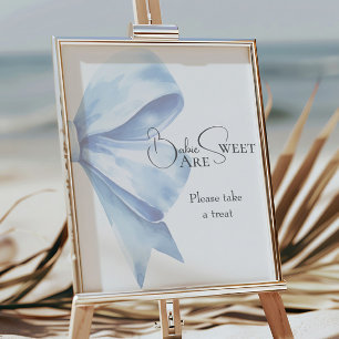 Dusty Blue Bow Baby Shower Babies Are Sweet Poster