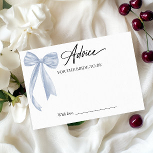 Dusty Blue Bow Bridal Shower Advice Card