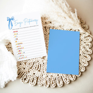 Dusty Blue Bow Bridal Shower Emoji Pictionary Game Invitation