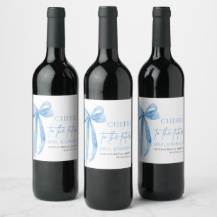 Dusty Blue Bow Cheers To The Future Bridal Shower Wine Label