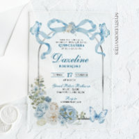 Dusty Blue Bow Coquette Butterfly Quinceañera