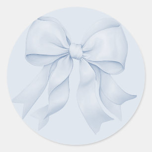 Dusty Blue Bow Elegant Classic Round Sticker
