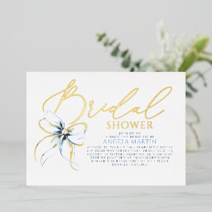 Dusty Blue Bow Elegant Script Modern Bridal Shower