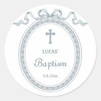 Dusty Blue Bow Greek Frame Baptism
