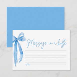 Dusty Blue Bow Message In A Bottle Game Card