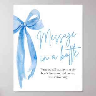 Dusty Blue Bow Message In A Bottle Sign Game