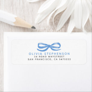 Dusty Blue Bow Modern Whimsical Return Address Label