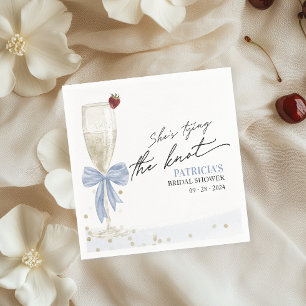 Dusty Blue Bow She's Tying the Knot Bridal Shower Napkin