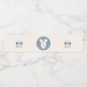 Dusty Blue Bow Tie Baby Shower Water Bottle Label