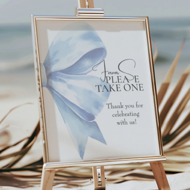 Dusty Blue Bow Watercolor Baby Shower Favours  Poster (Creator Uploaded)