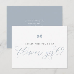 Dusty Blue Bow Will You Be My Flower Girl Card